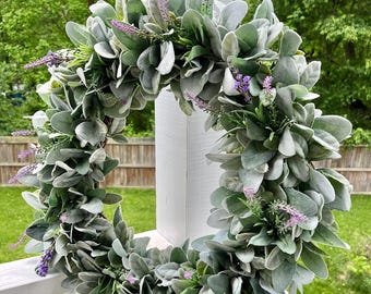 Lambs Ear Lavender Wreath/Lambs Ear Greenery Wreath/Everyday Lavender Wreath/Lavender Wreath/Farmhouse Wreath/Rustic Wreath/Door Wreaths