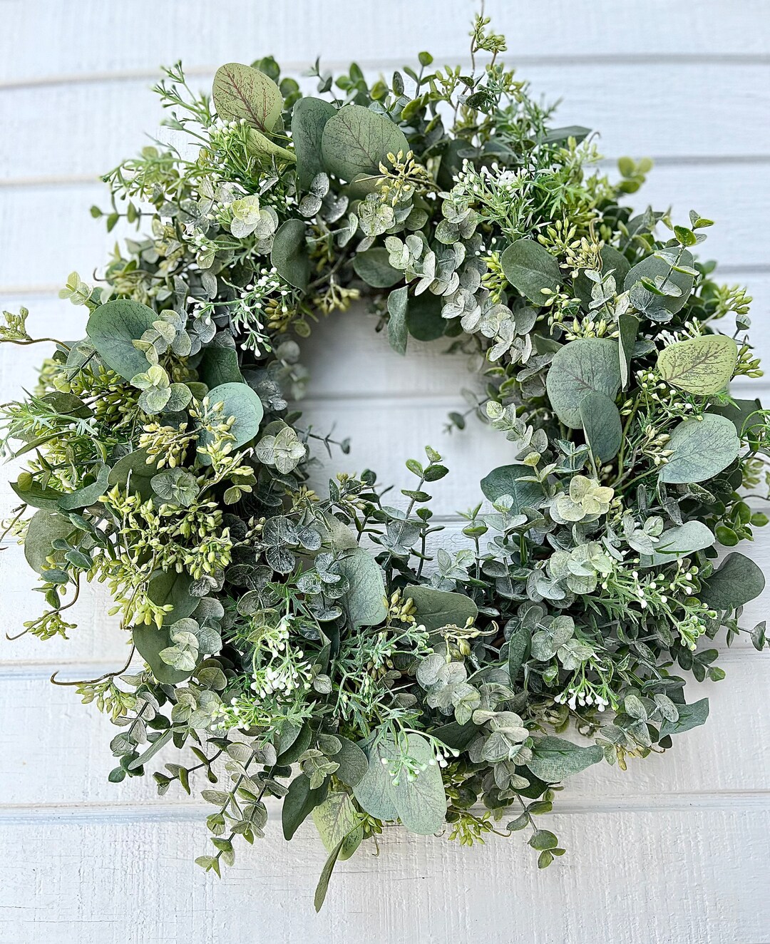 Eucalyptus Wreath Modern Farmhouse Wreath Rustic Wreath Seeded 