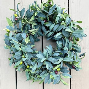 Olive Branch Wreath for Front Door, Olive Leaf Wreath, Greenery Wreath, Everyday Wreath, Wedding Decor, Year Round Wreath, Entryway Decor
