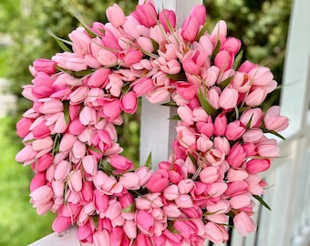 Spring Tulip Wreath, Tulip Wreaths, Spring Wreaths, Spring Front Door Wreath, Mother&#39;s Day Wreath, Entryway Decor, Housewarming Gift Ideas