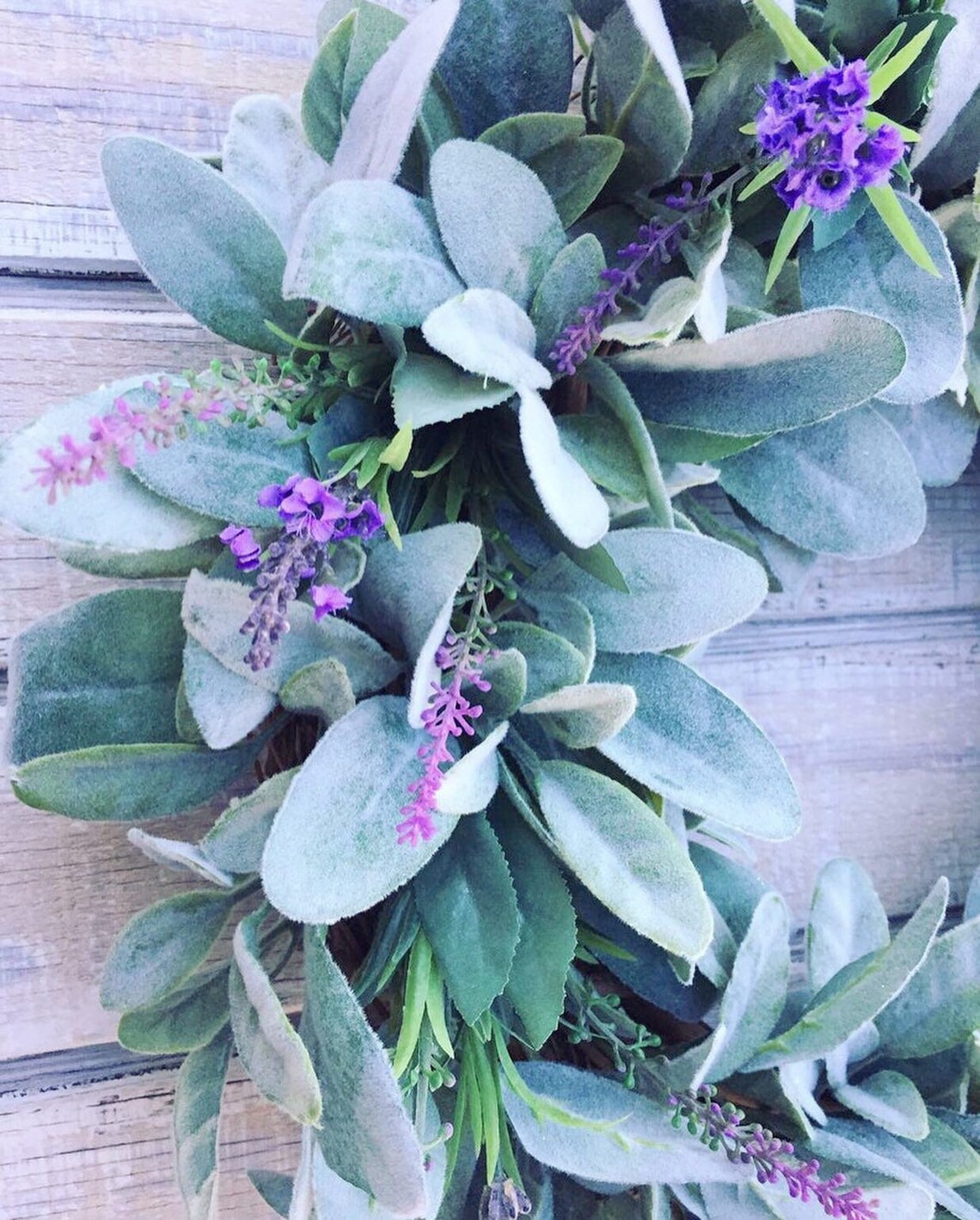 Lambs Ear Lavender Wreath/lambs Ear Greenery Wreath/spring | Etsy
