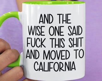 Californische koffiemok, grappige verhuiscadeaubeker, souvenir nieuwe staat verhuizing