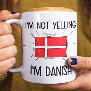 Regalo para danés, divertida taza de café danesa, regalo de Dinamarca, souvenirs de Dinamarca con la bandera danesa, regalo de cumpleaños danés