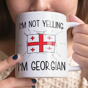 Regalo para georgianos, divertida taza de café georgiana, regalo de Georgia, souvenirs de Georgia con la bandera de Georgia, regalo de cumpleaños georgiano