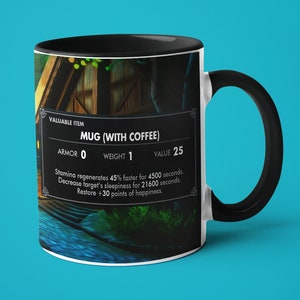Elder Scrolls Skyrim Mug, Elder Scrolls Online, Skyrim Inspired Mug, Skyrim Gift, Elder Scrolls Mug, Dragonborn Mug, Coffee Stats