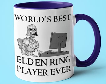 Taza con el mejor jugador de Elden Ring del mundo, regalo para fans de Elden Ring, divertida taza de regalo para jugadores de rol, meme de Elden Ring