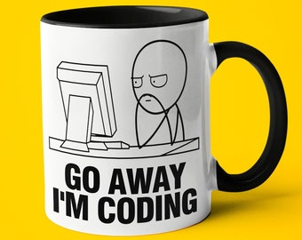 Mug codeur amusant : Go Away I'm coding, cadeau pour développeur de logiciels
