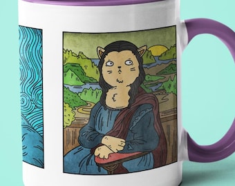 Funny Renaissance Cat Art Mug, Cat Mom Gift