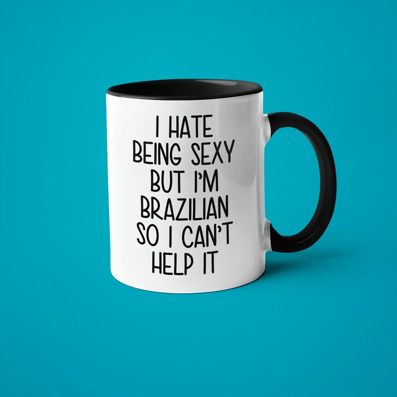 Brazilian Coffee Mug, Funny Gift for Brazilian Wife or Husband, Brazil Souvenir Black Handle