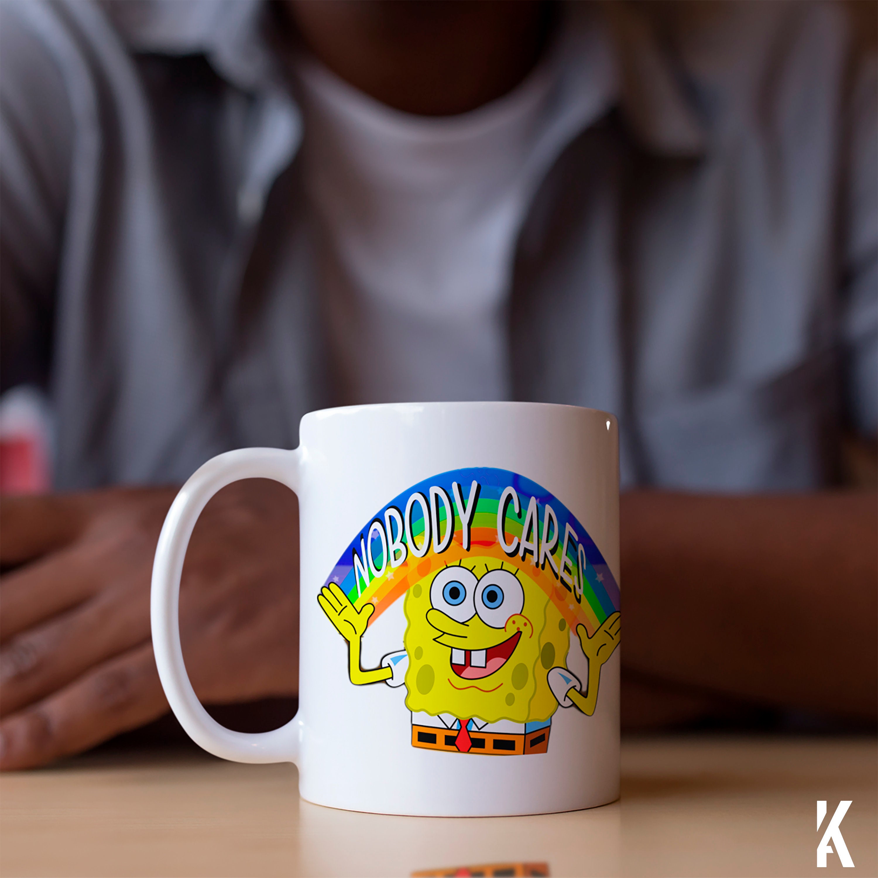 Spongebob Mug Spongebob Gift Nobody Cares Sassy Mug Etsy