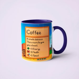 Mug Stardew Valley, cadeau Stardew Valley, tasse à café Valley, jeu Stardew Valley, tasse Stardew Valley, tasse Stardew, tasse de jeu vidéo, tasse Gamer Navy Blue Handle