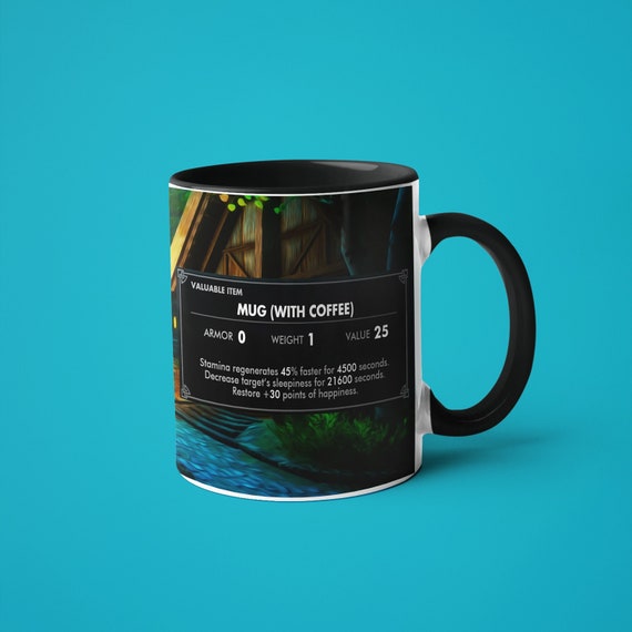 Skyrim Coffee Stats Mug: Elder Scrolls Inspired Ceramic Mug