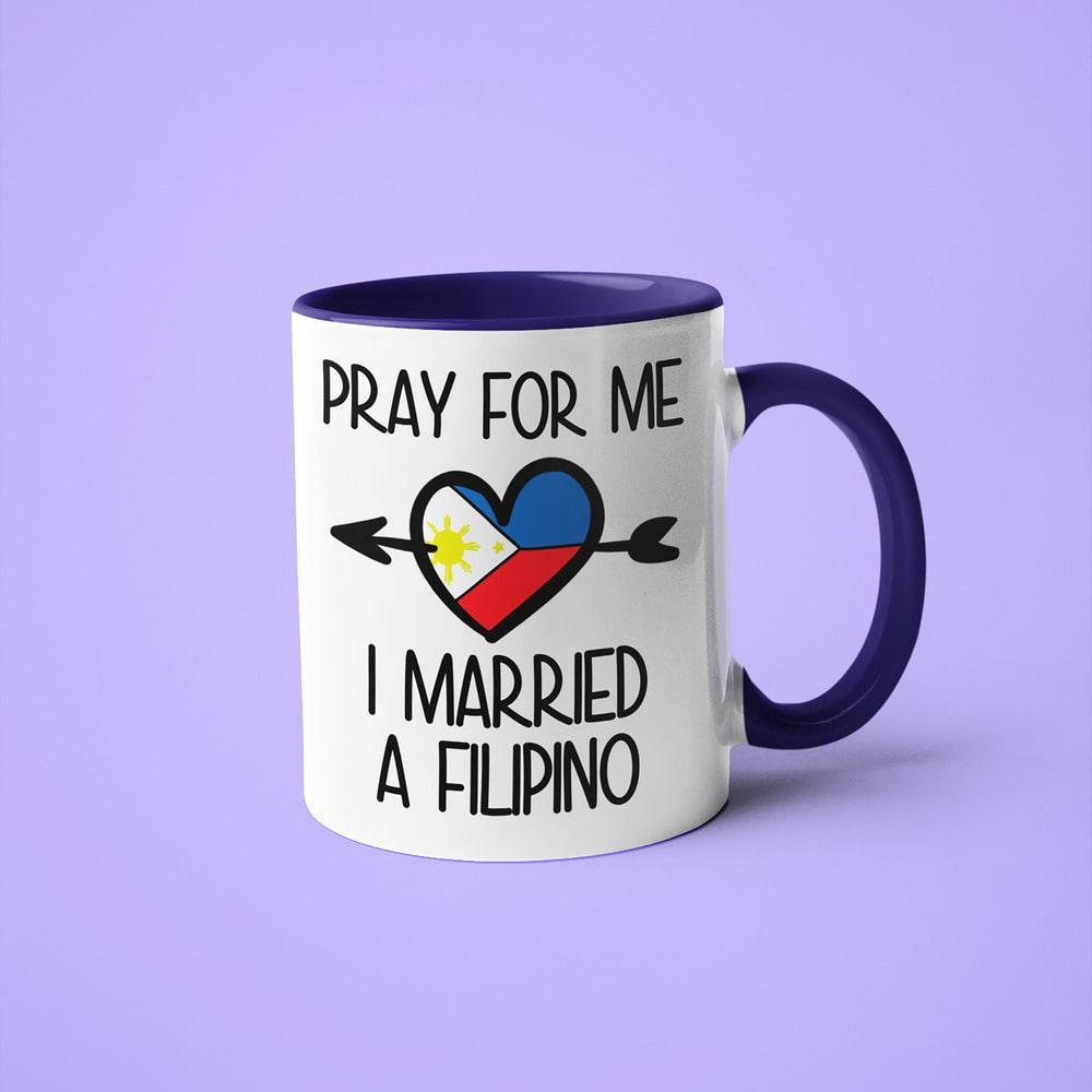 Prier pour moi, j'ai épousé une tasse de café philippine, cadeau drôle pour philippin, femme philippine, cadeau mari philippin, cadeau conjoint philippin