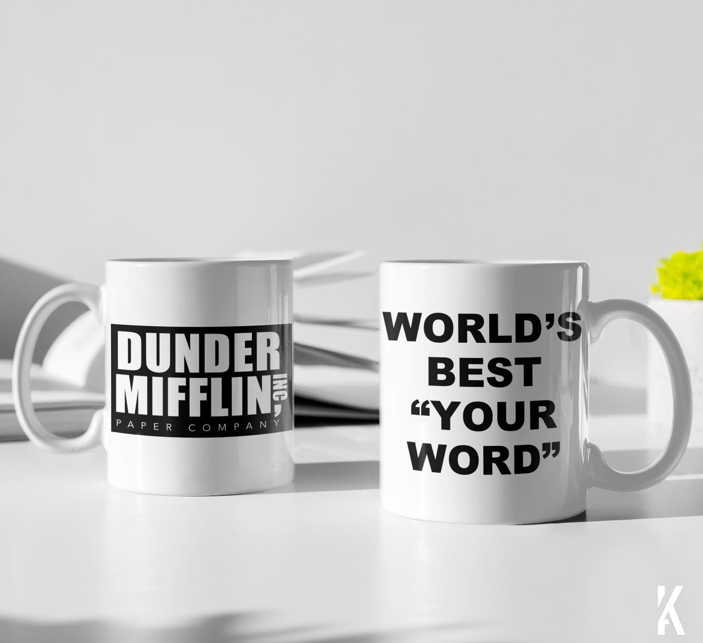 Custom World's Best Coffee Mug with Dunder Mifflin Logo • Onyx Prints
