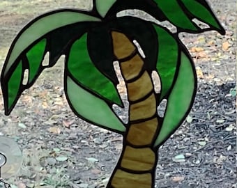 14X20 PALM TREE Tropical Stained Art Glass Suncatcher 