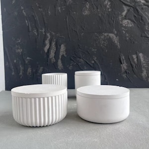 Stampo per barattolo rotondo per candele con coperchio: stampo in silicone fai da te per cemento