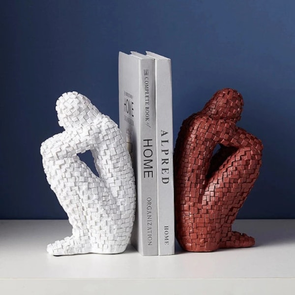 Figure abstraite Mosaïque Thinker Moule, Moule géométrique en silicone Extrémités de livre, Moules pour bookends Set, Home Desk top Decor, Bookend Molds