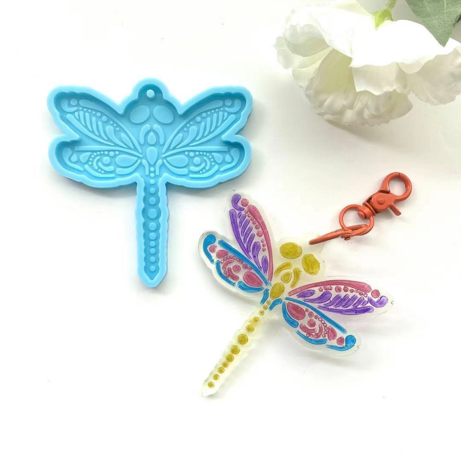 Dragonfly keychain mold for epoxy resin selfdefense keychain Etsy