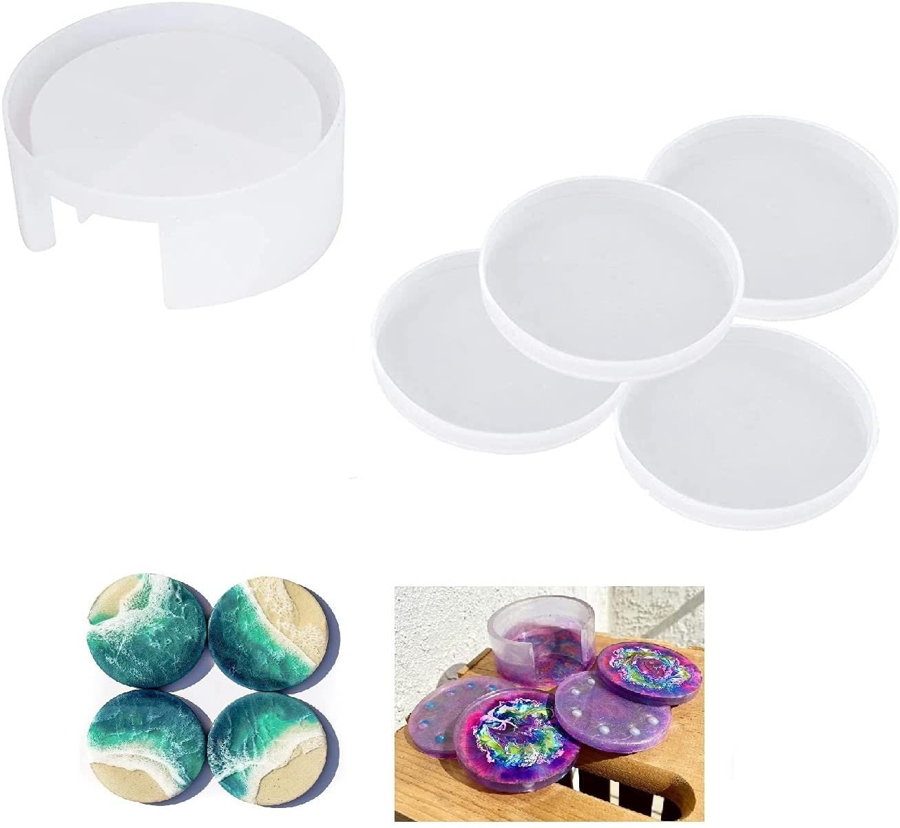 R3MC Irregular Round Silicone Coaster Molds Silicone Resin Mold Epoxy Molds  for Casting with Resin Cements and Polymer