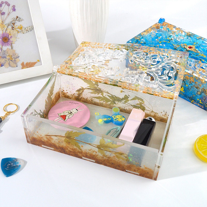 Tools epoxy resin mold Storage Box with Lid Mold tissue box cover mold