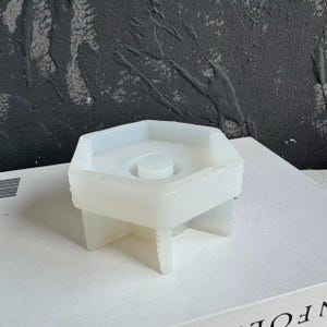 六角形テラゾーキャンドルホルダーコンクリート型シリコン樹脂キャンドルホルダー丸穴キャンドルスティックセメントシリコン型