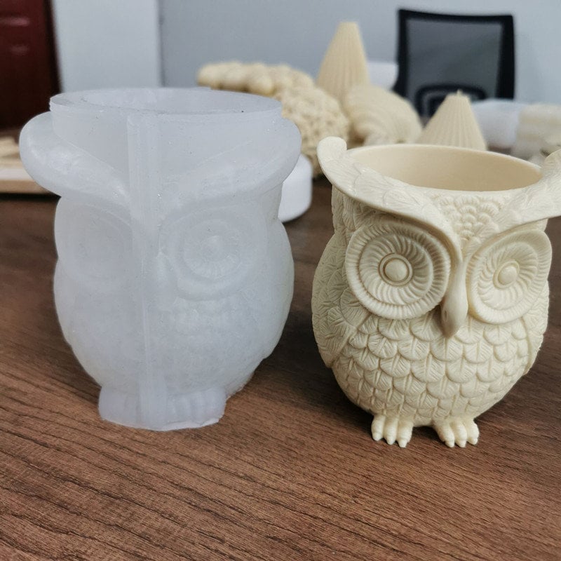 Owl Flower Pot Silicone Mold: Concrete, Plaster, Resin