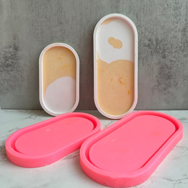 Large oval tray silicone mold tray dish cement mold flower pot base plaster mold