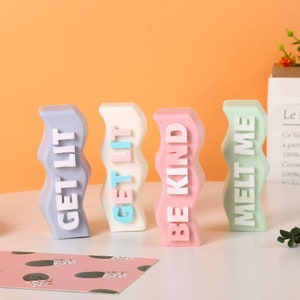 Slogan vela perfumada 3d carta onda longa tira fondant chocolate decoração do bolo molde de silicone diy artesanal vela molde moldes de resina