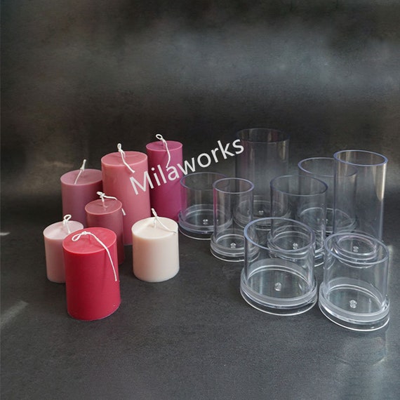  4 moldes para velas cilíndricas, moldes de vela cónica