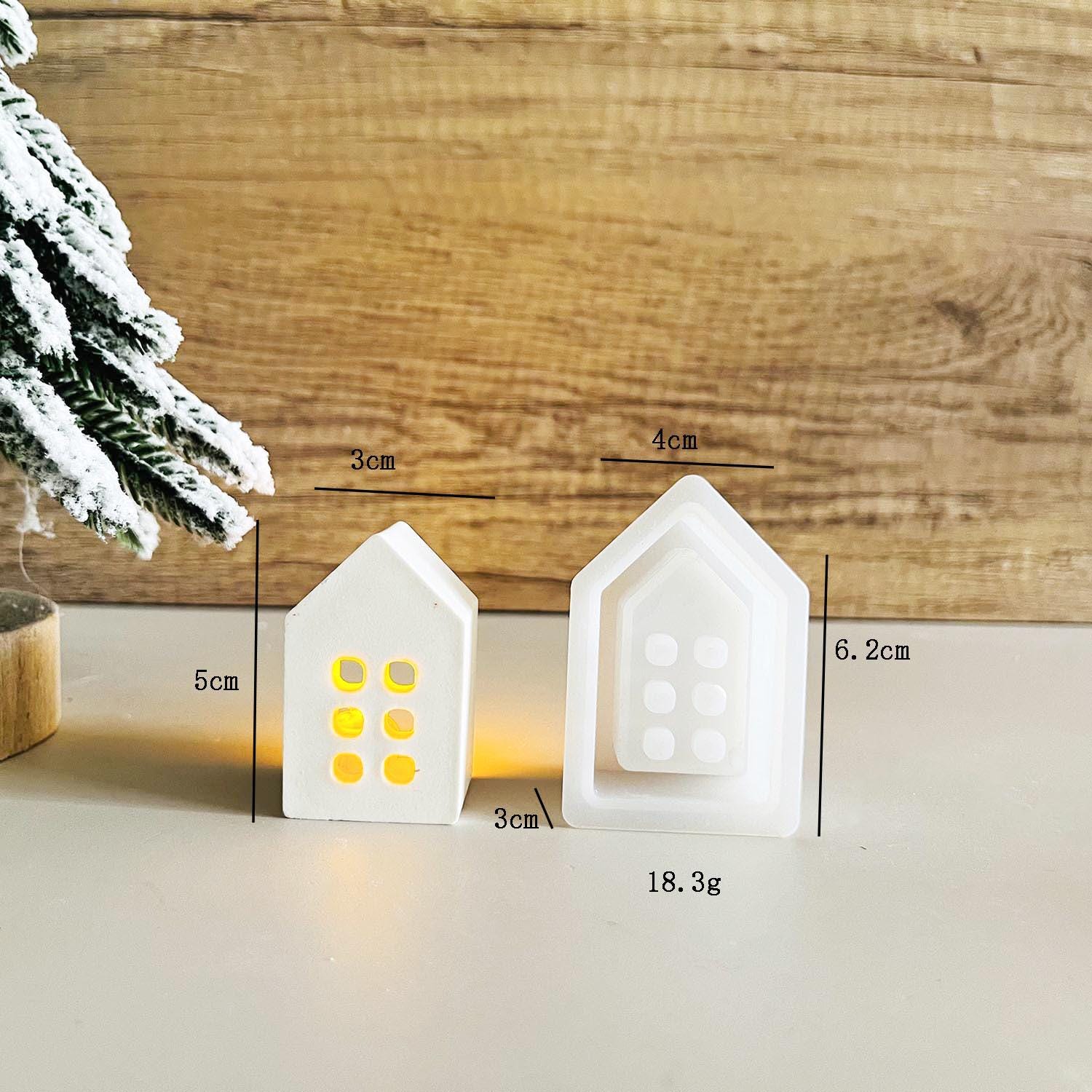 Stampi In Silicio Per Portacandele Fai Da Te - Set Con Forma Casa E Albero, Per Resina Epossidica, Cemento E Gesso - 2