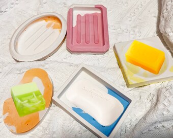 Silicone Concrete Soap Dish Mold: Resin Draining Soap Holder