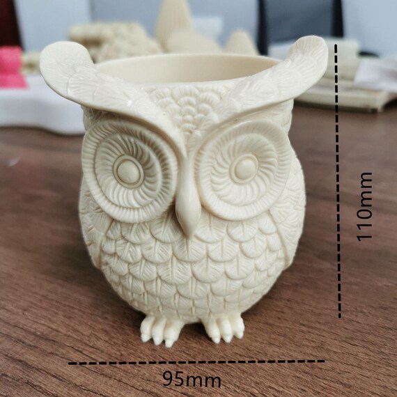 Large size standing owl silicone mold DIY crooked owl animal ornaments  handmade aromatherapy decoration cement gypsum candle mold