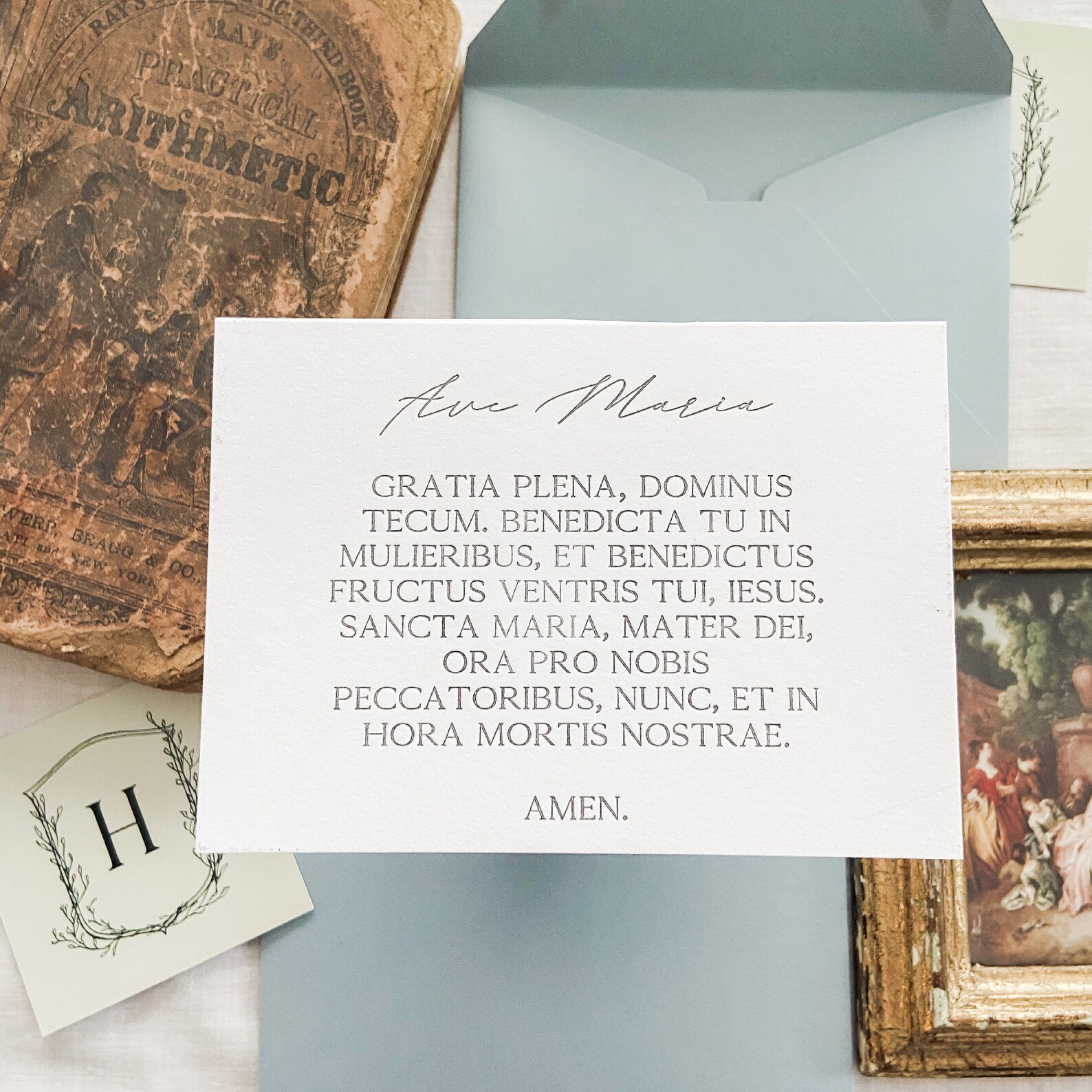 Ave Maria A1 Letterpress Prayer Card - Etsy