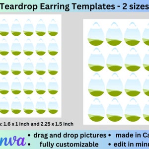 Canva Editable Frame Teardrop Earring Templates for Canva Frames Mockup Printable Drag and Drop Template