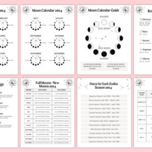 Bewerkbare Canva Maan en astrologie 2024 Planner Afdrukbare sjabloon Digitale download