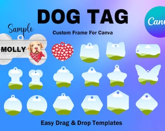 Canva Editable Frame Dog Tag Collar Frame Mockup Printables Easy Drag and Drop Template