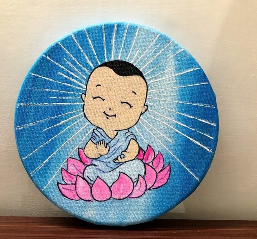 Meditation Baby Buddha Painting Cute Little Cute Buddha Etsy