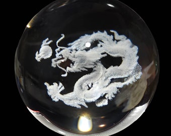Laser Engraved Dragon Crystal Ball Glass Globe Sphere 3D Laser Engrave ...
