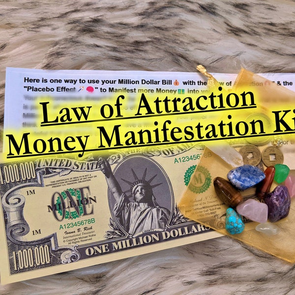 Million Dollar Bill Law of Attraction Money Manifestation kit mindfulness gift drawing manifest gratitude magic lucky hoodoo challenge spell