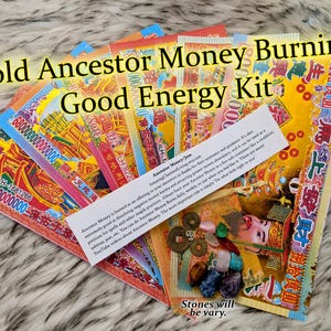 11 Joss Papier Ancestor Geld Kit Glück Ritual Himmel Bank Banknoten Altar Bedarf Hexerei Lieferungen Hoodoo Hell Notizen mit magischen Zeichnung