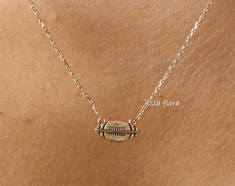 Dainty Football Necklace, Football Ready, 18K Gold Plated Superbowl Season Pendant, Minimalist Jewelry, bridesmaid Best Friend Varsity Gift