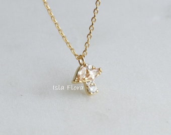 Pink Crystal Mushroom Necklace 18k Gold Dipped CZ, Magic Mini Shroom, Tiny Cubic, Cute Dainty Minimalist Jewelry, Layering Festive Fun Gift
