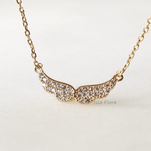 Crystal effenen beschermengel vleugels ketting, goud, babyvleugels, sierlijk minimalistisch, zilveren vleugel, boho-sieraden, beste bruidsmeisje cadeau