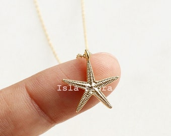Thin Sea Star Starfish Pendant Necklace - Beachy Starfish, Chic, Coastal Pendant, Delicate, Minimalist Jewelry, Dainty Charm Bridesmaid Gift