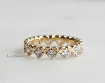 Cubic Mini Hearts All Over Ring, Upside Down Spade, Size 7, Gold Statement, Dainty Statement, Detailed, Minimalist, Girlfriend Her Gift