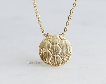 Simple Soccer Ball Pendant Necklace, Brushed, Dainty Gold Plated, Minimalist Sports Jewelry, Futbol, Bridesmaid Team, Soccer Mom Gift