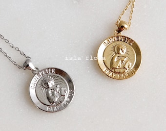 St Peter Coin Pendant Necklace, Gold Dipped Saint Peter the Apostle, Delicate, Minimalist Jewelry, Dainty Faith Bestie Chicano Gift