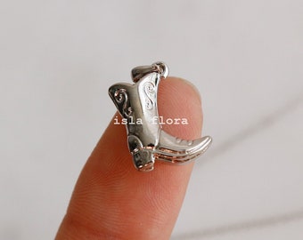 The Dangling Cowboy Boot Pendant Necklace, Silver Cowgirl Boots, Gold Plated Western Charm, Concert, Minimalist, Country, Bridesmaid Gift