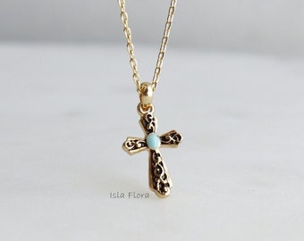 Mint Milky Enamel Western Cross Pendant Necklace, Gold Silver Gothic Rustic Vintage Charm, Cowgirl, Minimalist, Cowboy Bridesmaid Gift