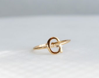 Letter G Initial Ring, Dainty Solid Letter 18K Gold Dipped, Mini Alphabet, Fine Detailed, Adjustable Size, Fashion, Minimalist, Bestie Gift